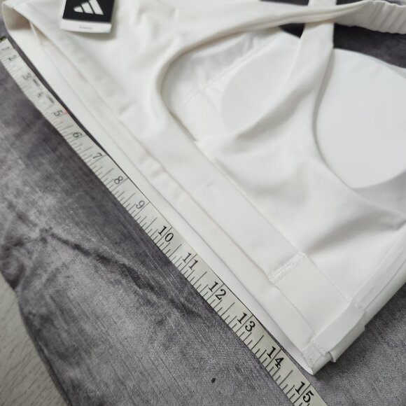 NWT White Sport Bra FastImpact Luxe Run High-Support adidas - Picture 10 of 13